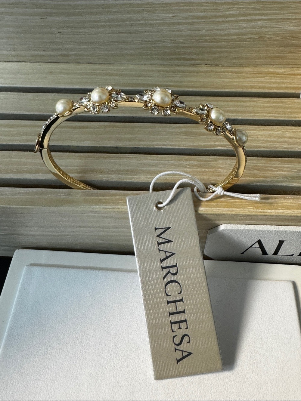 Marchesa Gold Pearl & Crystal Floral Headband